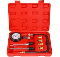 Yonligonju 8PCS Compression Tester Kit Professional Petrol Gas Engine Cylinder Pressure Gauge 0-300 PSI Automotive Tool for Motorcycle Car Truck