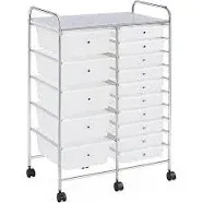 15 Drawers Rolling Storage Cart Multipurpose Mobile Rolling Utility Storage Organizer Cart Tools Scrapbook Paper Organizer on Wheels