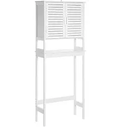 SONGMICS Over-The-Toilet Storage Bathroom Cabinet with Adjustable Inside Shelf and Bottom Stabilizer Bar