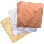 Pangda 300 Pieces Gilding Foil Imitation Gold, Silver and Copper Leaf for DIY Art Crafts Decoration