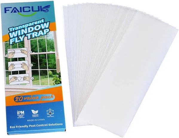 20-Pack Clear Window Fly Traps Sticky Fly Strip