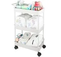 Baby Diaper Caddy, Plastic Movable Cart for Newborn Nursery Essentials Diaper St