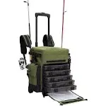 Elkton Outdoors Rolling Fishing Tackle Box Bag with 5 Removable Tackle Trays