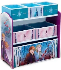 Frozen II Design and Store 6 Bin Toy Organizer by Delta Children, Gold Certified