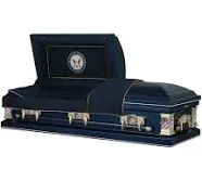 Titan Casket Veteran Select Steel Casket (Air Force) Handcrafted Funeral Casket - Dark Blue with Dark Blue, Silver-Lined Interior & Air Force Head Panel