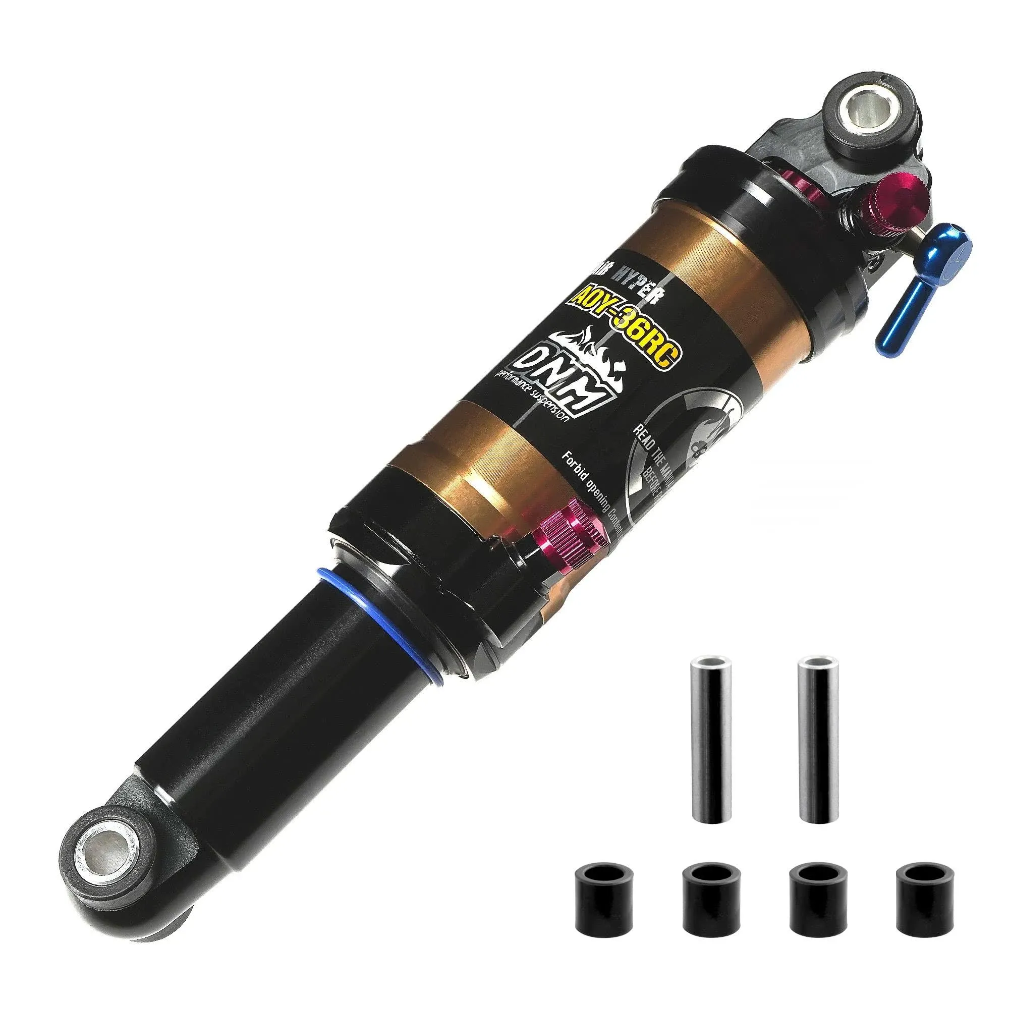 DNM Damping 3 System Mountain Bike Air Rear Shock Rebound/Lock Out/Air Pressure Adjustable AL 7005 Shark/AL 6061 Shock Body 165mm x 35mm 190mm