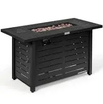 Costway 42 Inch 60,000 BTU Rectangular Propane Fire Pit Table with Waterproof Cover