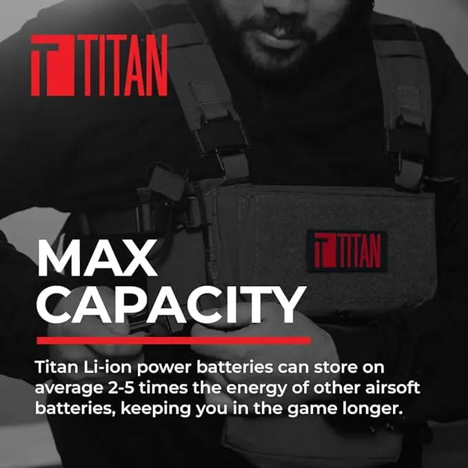 Titan Lithium-Ion Airsoft Battery | 7.4v Battery, 3000mAh 7.4v Stick T-Plug (Deans) | Maximum Capacity & Performance 7.4 Volt Airsoft Gun Battery