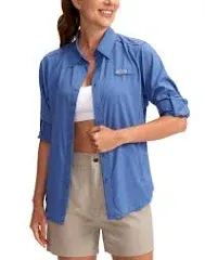 Womens Sun Protection Fishing Shirt with Zipper Pockets Lightweight SPF Long Sleeve Shirts for Hiking Safari