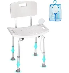 Adjustable Height Shower Chair with Back - Non-Slip Bath Stool for Elderly, Disa