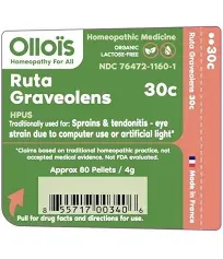 Olloïs Ruta Graveolens 30C Vegan Organic, 80 Pellets