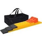 Homeon Wheels RV Leveling Blocks Ramp Design 9 Pack Interlocking Leveling Blocks with One Wheel Chock Camper Leveling Blocks with Carrying Bag...