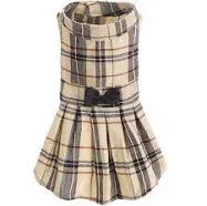 Small Plaid Dog Shirt and Dress Set - Clothing Cat Lapel Costume Polo Apparel Plaid, Dog Dress Cute Puppy Clothes Party Outfit Holiday Shirts