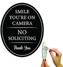 All Hung Up Smile You're on Camera & No Soliciting Sign