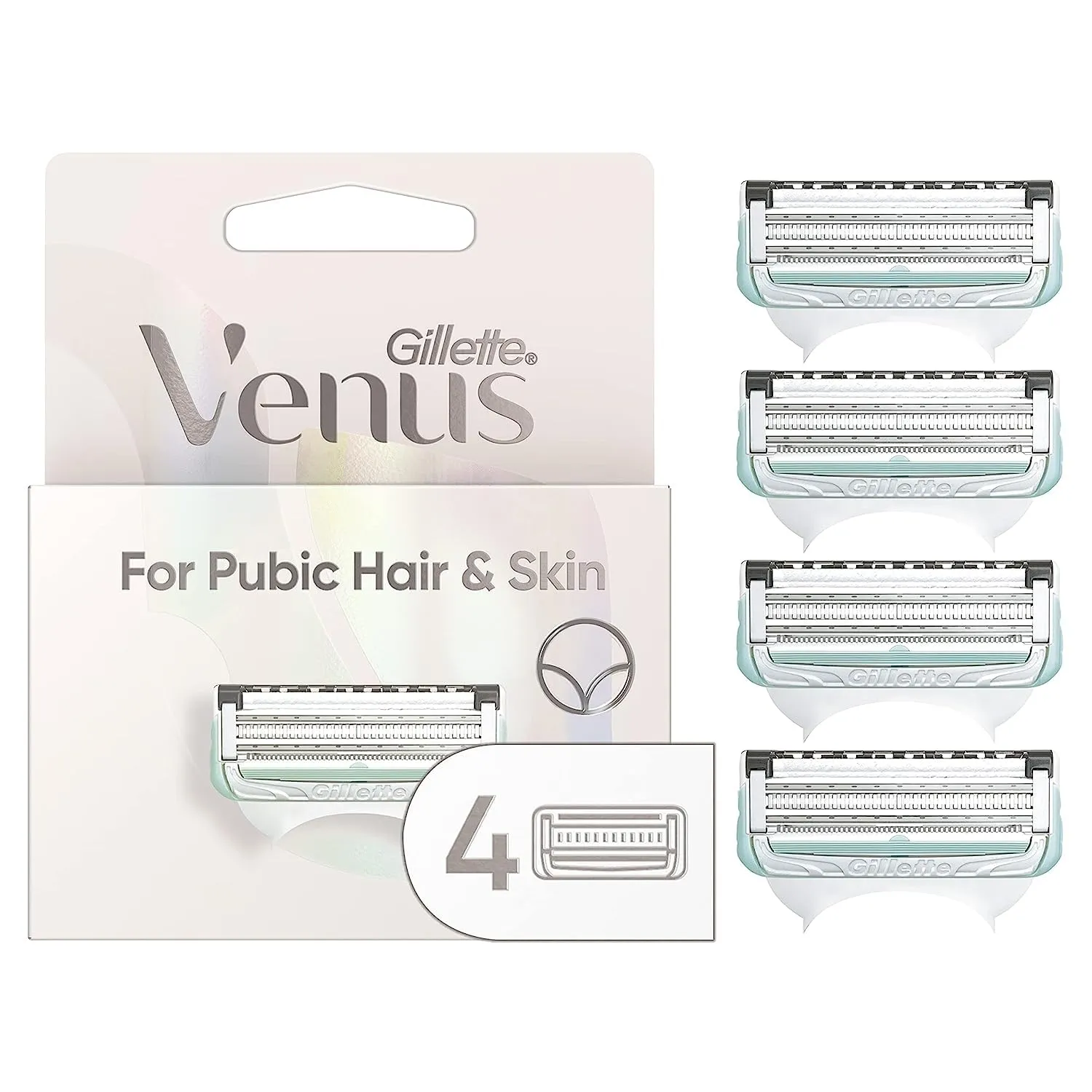 Gillette Venus Pubic Hair &amp; Skin Razor Blade Refill Cartridges 4ct