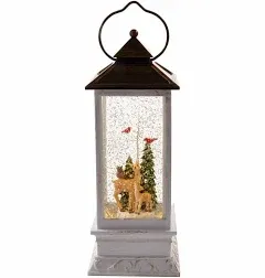 10" Battery-Operated LED Tree and Deer Musical Lantern