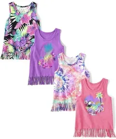 The Children's Place Girls' Graphic Fringe Tank Tops