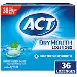 ACT Dry Mouth Lozenges With Xylitol, Soothing Mint Flavor 36 Count pack of One