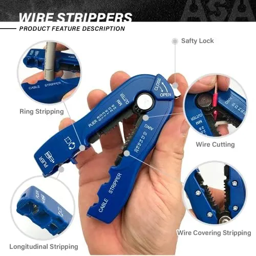 ASA TOOLS CSB Wire Stripper and Cutter,Multipl<wbr/>e Heavy Duty Wire Stripping Tool f