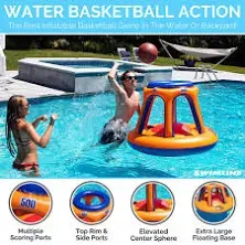 SWIMLINE Inflatable Pool Basketball Hoop Floating Or Poolside Game Giant Shootball Multiple Scoring Ports For Kids & Adults Swimming Splash Hoops With Water Basketball Pools Toy Outdoor Summer Hoops