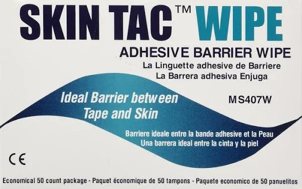 Torbot MS407W- Skin Tac Adhesive Barrier Wipes - Box of 50