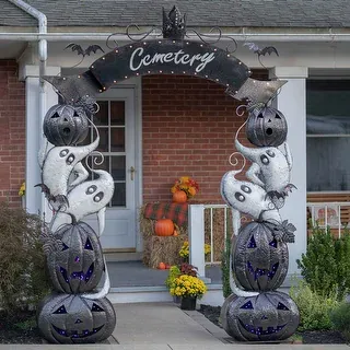 Large Halloween Cemetery Arch with LED Lights