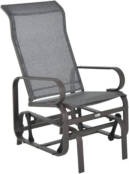 Outsunny Gliding Lounger Chair, Outdoor Swinging Chair with Smooth Rocking Arms and Lightweight Construction for Patio Backyard