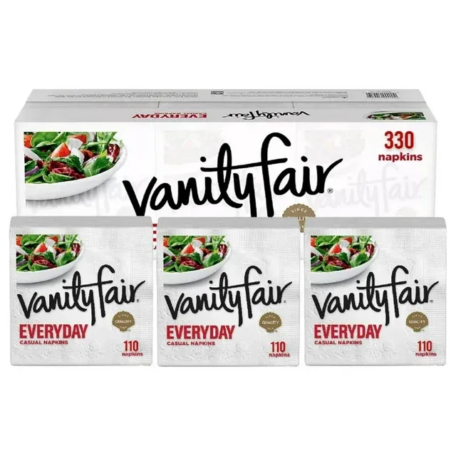 ONDAGO Vanity Fair Everyday Paper Napkins - 110 2-Ply Disposable Napkins (Pack of 3) - 330 Total