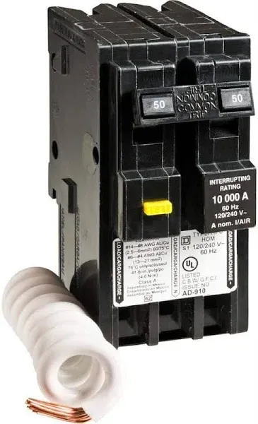 Square D HOM250GFICP Homeline 50 Amp 2-Pole GFCI Circuit Breaker