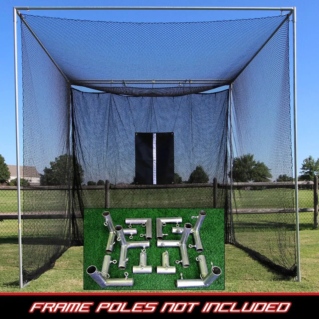 Cimarron Sports 10x10x10 Masters Golf UV Treated Net and Baffle with Golf Net Target and Frame Corner Kit