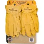 Plainsman Premium Cabretta Yellow Leather Gloves 2 Pairs (Large)