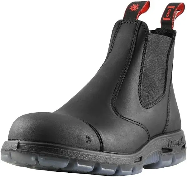 REDBACK BOOTS USA USBBKSC12 Easy Escape HD 6 in. Slip-On Steel Toe Boots with Scuff Cap - Size 13 US/Size 12 UK, Black