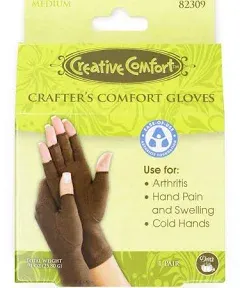 Dritz Comfort, 1 Pair, Size Medium Crafters Glove, (2 Count), Brown