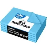 480 Sheets Bulk Light Blue Tissue Paper - 20" x 30" Packing Paper Sheets for Moving - 10lb Wrapping Paper - Newsprint Paper for Packing, Gift