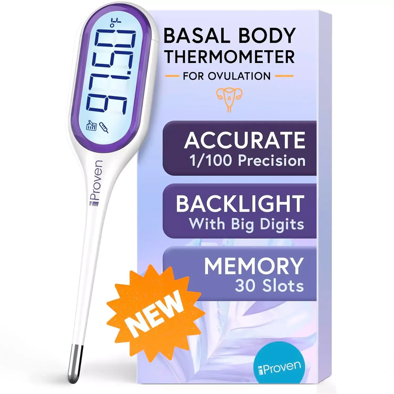 2023 iProven Basal Body Thermometer with Jumbo LCD &amp; Backlight - BBT for Ovu