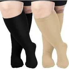 Plus Size Compression Socks: Wide Calf Compression Stockings for Men Women - Up to 7X Large 20-30 mmHg Compression Hose for Pregnancy Travel Running Nurses