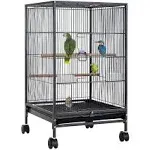 Bestpet 35 inch 53 inch Wrought Iron Bird Cage with Play Open Top and Rolling Stand,Large Parrot Cage Bird Cages for Parakeet