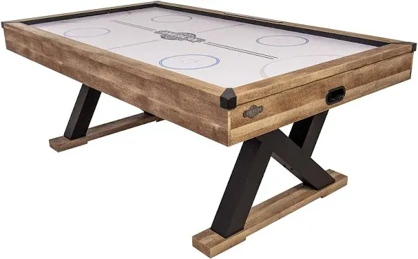 American Legend Kirkwood 84” Air Powered Hockey Table with Rustic Wood Finish, K-Shaped Legs and Modern Design