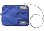 Vaultz Money Bag with Lock - Water-Resistant Combination Locking Pouch w/Tether for Cash, Pool, Beach, Bank, or Travel - 7.5 x 9 Inches, Medium, Blue