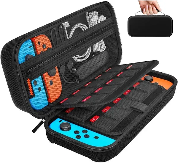 daydayup Switch Carrying Case Compatible with Nintendo Switch/Switch OLED, with 20 Games Cartridges Protective Hard Shell Travel Carrying Case Pouch for Console & Accessories