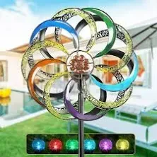 Wind Spinners for Yard and Garden Large-Wind Sculptures & Spinners-Metal Yard Kinetic Wind Spinner Art 75 in Multi-Color Led Glass Ball for Patios Parks Sidewalks Backyard Lawn Decorations