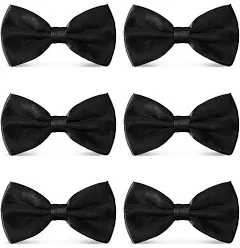 Men's Bowties Formal Satin Solid - 6/12 Pack Bow Ties Pre-tied Adjustable Ties for Men Many Colors Option in bulk