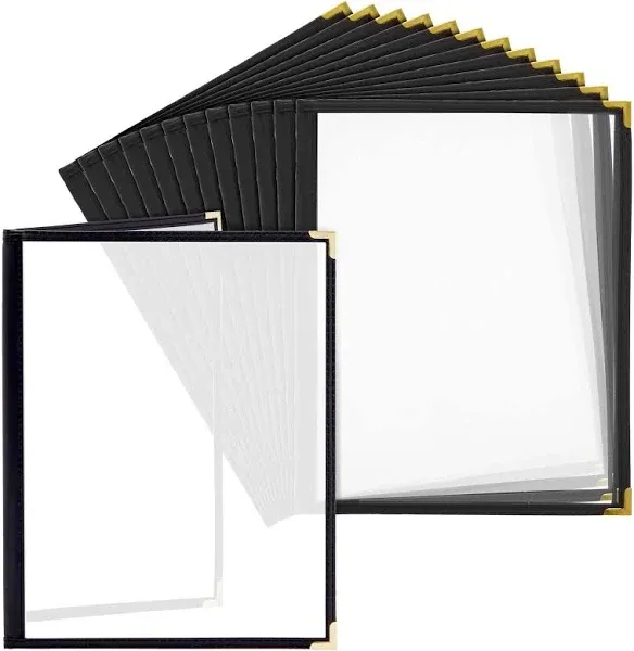 12 Pack Clear Restaurant Menu Covers with Double Panels, 8.5 x 11 In