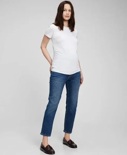 GAP Women's Maternity True Waistband Full Panel Cheeky Straight Jeans