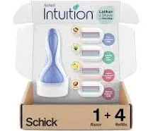 INTUITION Schick Razors for Women Variety Pack with 1 Razor Handle & 4 Intuition Razor Blades Refill | Shaving Kit Women, Girls Shaving Kit Beginners, Razor Gift Set for Women, Razor Starter Kit