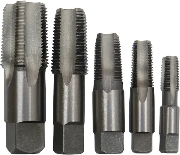 Drill America POUCSNPT5 - 5 Piece Carbon Steel NPT Pipe Tap Set