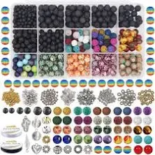 EuTengHao 702Pcs Lava Beads Stone Rock Beads Rainbow Striped Beads Kit with Chakra Beads Cloisonne Beads Spacer Beads, Stone