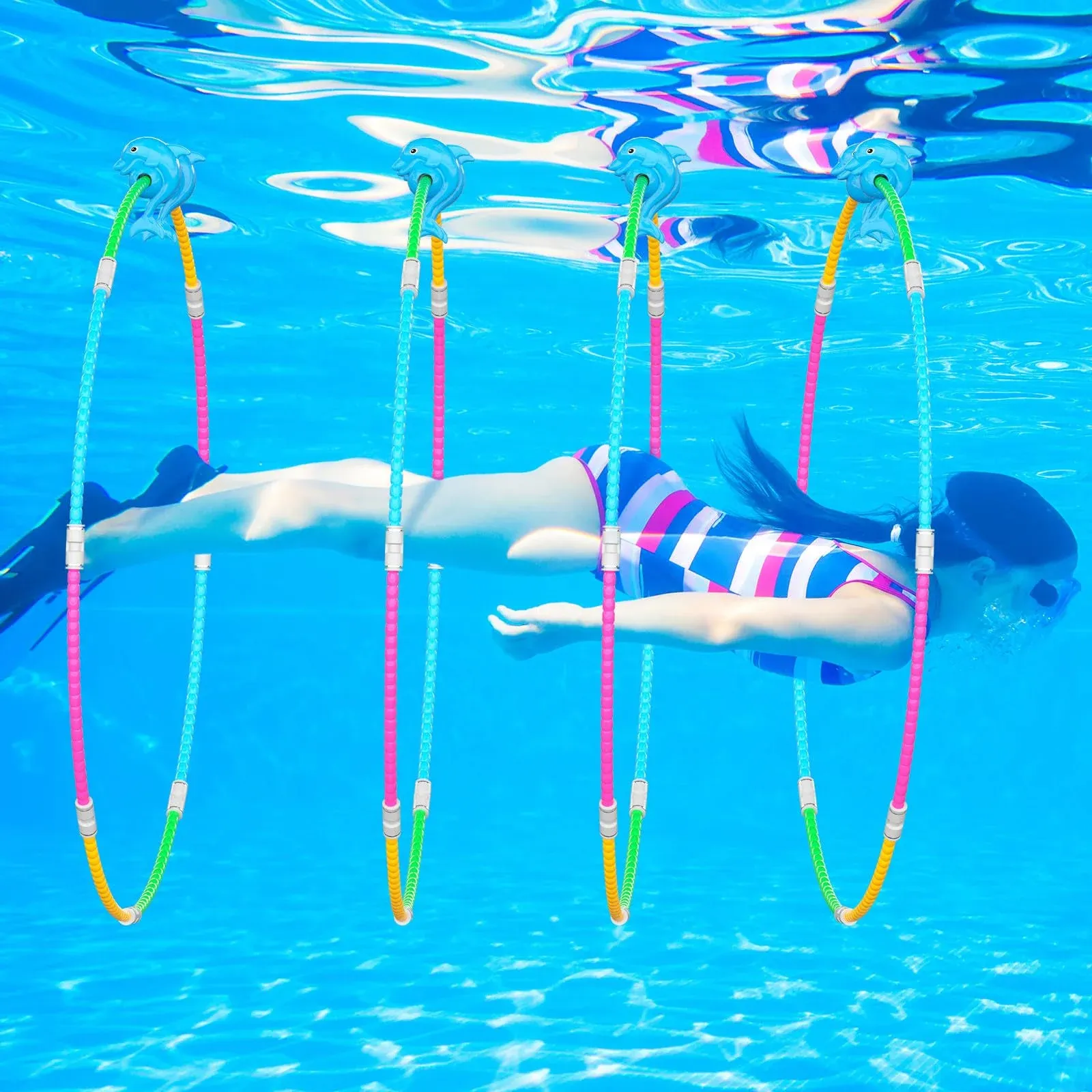 Forblader Pool Toys for Kids, 4-Packs Swim Through Rings Pool Diving, Water Toys Pool Rings Underwater Swimming Toys, Ideal Gifts Pool Hoop