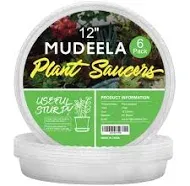 MUDEELA 6 Pack of 6 inch Plant Saucer, Durable Plastic Plant Trays for Indoors, Clear Plastic Flower Plant Pot Saucer, Made of Thicker, Stronger Plastic, with Taller Design