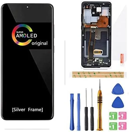 [Silver Frame] Amoled LCD for Samsung Galaxy S20 Ultra 5G Digitizer Screen Touch Assembly Replacement LCD Display 6.9 inch G988 G988A G988F G988P G988R4 T U V W by BITANR